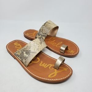 SAM EDELMAN Leather Snake Print Maxy Slide Sandals Size 9.5